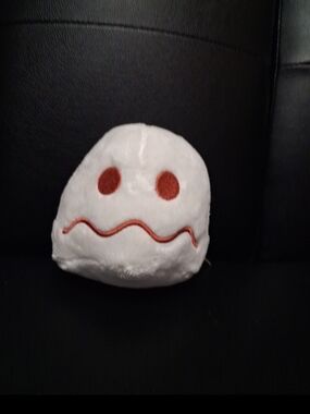 White Ghost Plush Toy with Red Accents